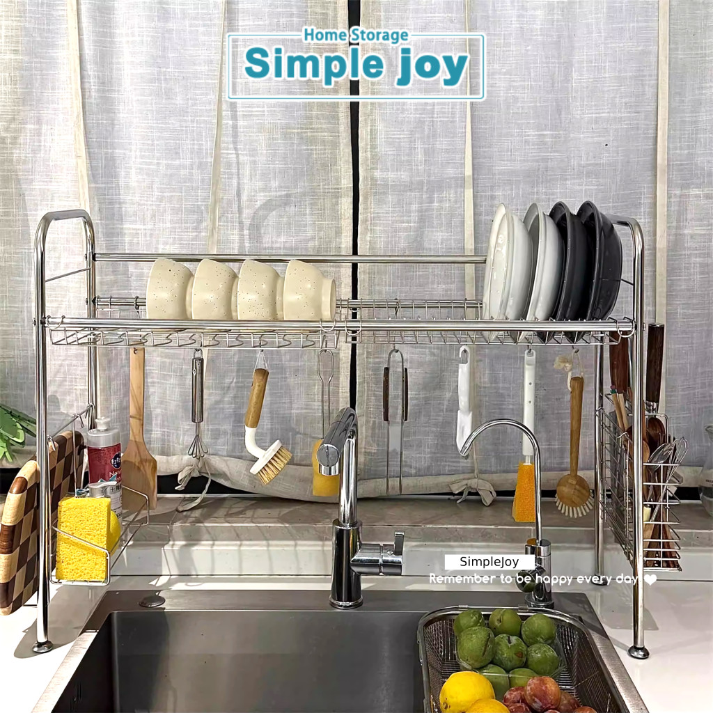 SimpleJoy Over Sink Dish Rack 304 Stainless Steel Dish Drain Rack ...