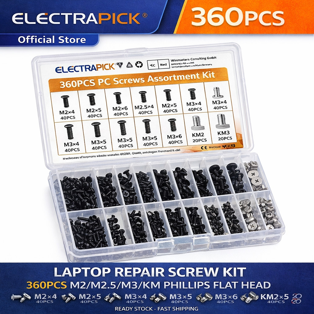 Electrapick Laptop Repair Screw Kit | 360Pcs M2/M2.5/M3/KM Phillips ...