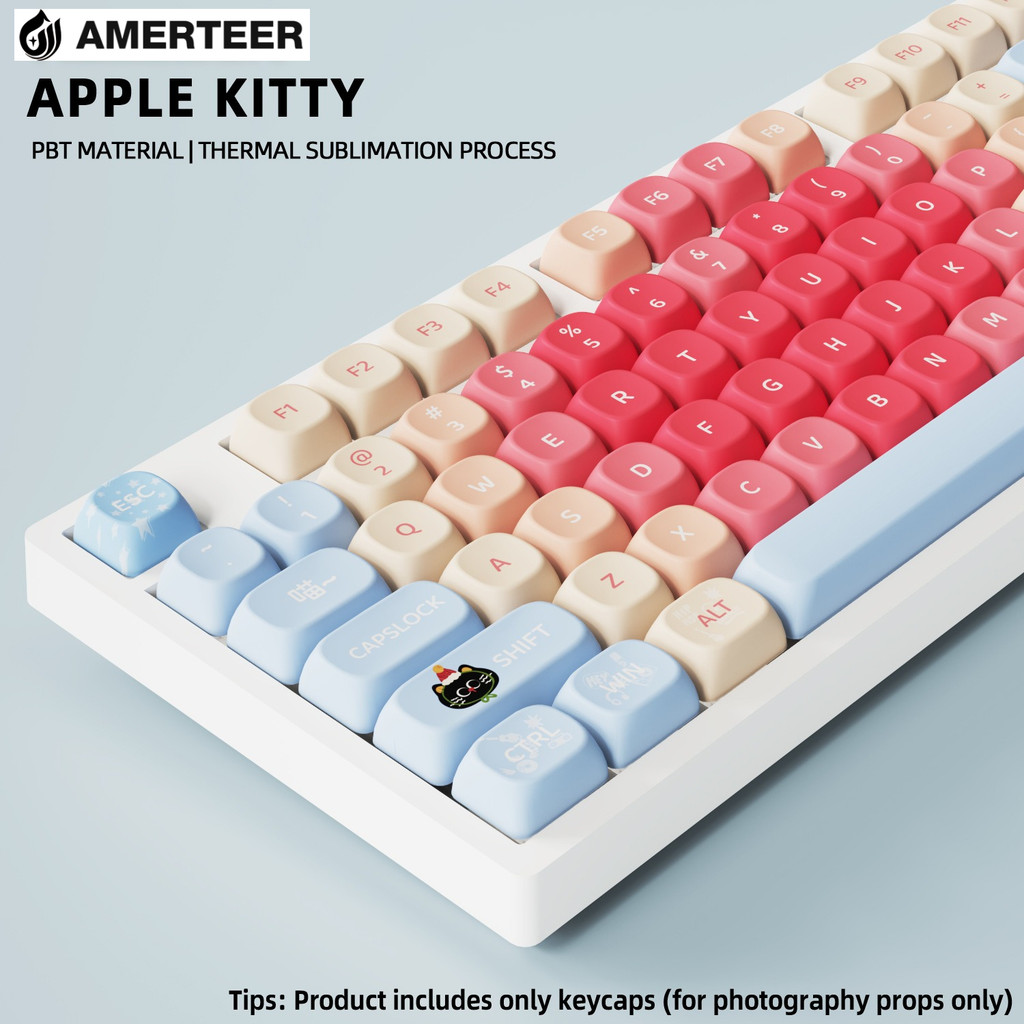 MOA Profile 121keys Ap ple Kitty Theme PBT Dye Sublimation Keycap set ...