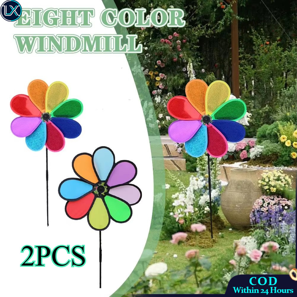 2Pcs Colorful Garden Windmill Cloth Pinwheel Rotating Decoration ...