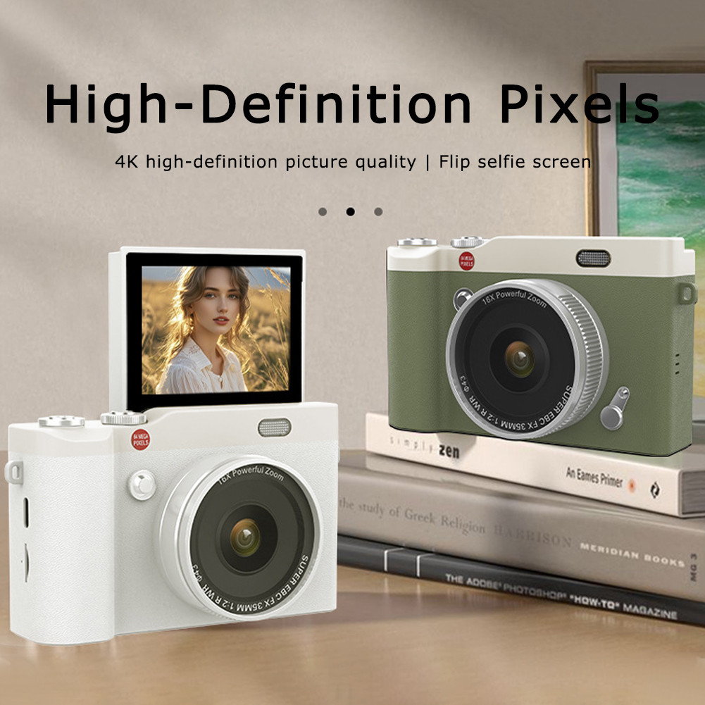 Y02 4K Ultra-HD Flip Screen CCD Retro Digital Camera 180° 2.4-inch Flip ...