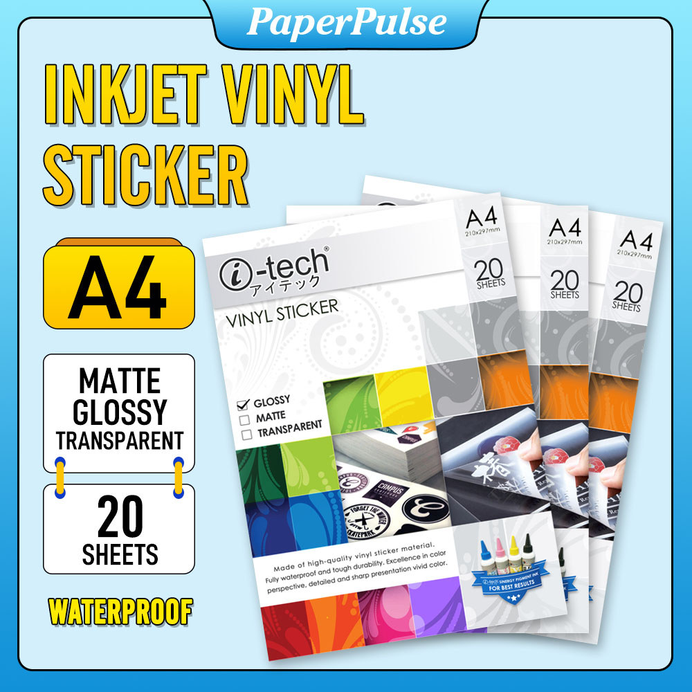 ITech Brand Vinyl Sticker Matte / Glossy / Transparent 20Sheets A4 ...