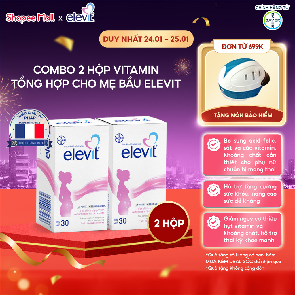 Set of 2 Elevit health protection foods supplemented with Folic Acid ...