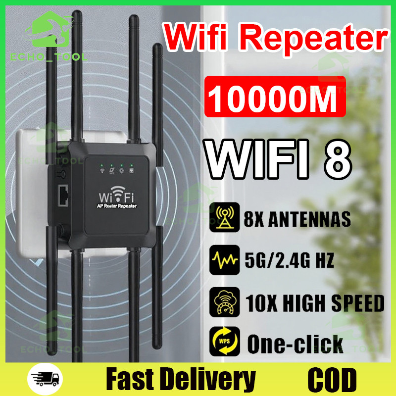 8-antenna WiFi Repeater 1200Mbps Wireless Wifi Extender 2.4/5G Signal ...