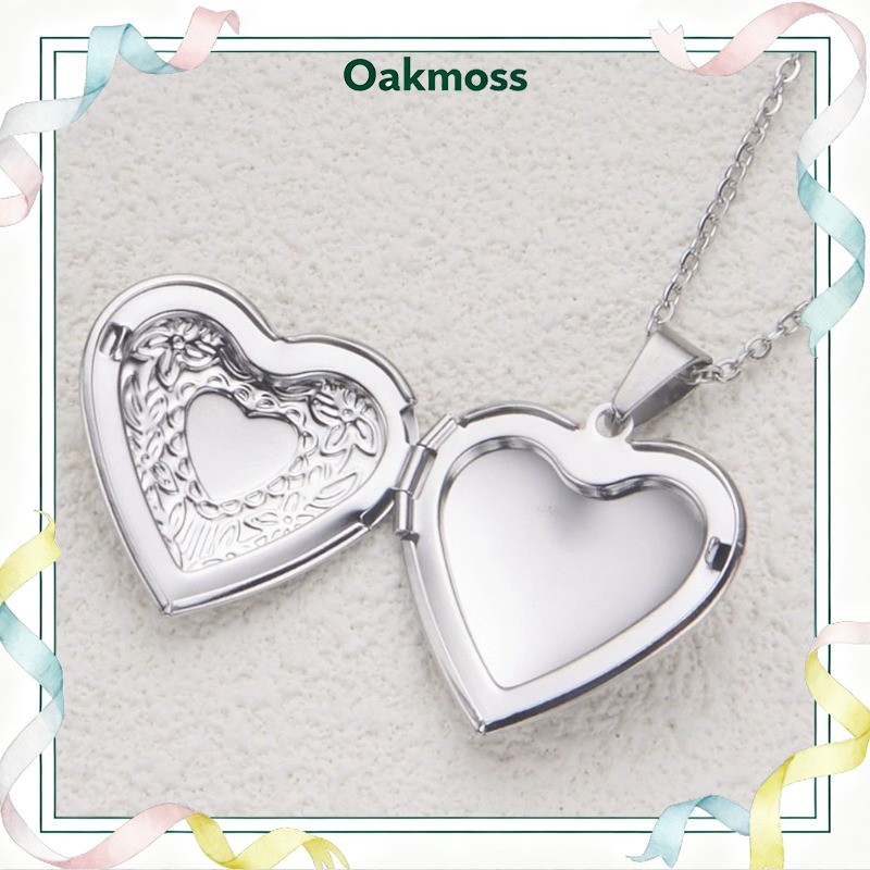 Heart Shape Photo Locket Necklace Silver Pendant Family Gift Trendy ...