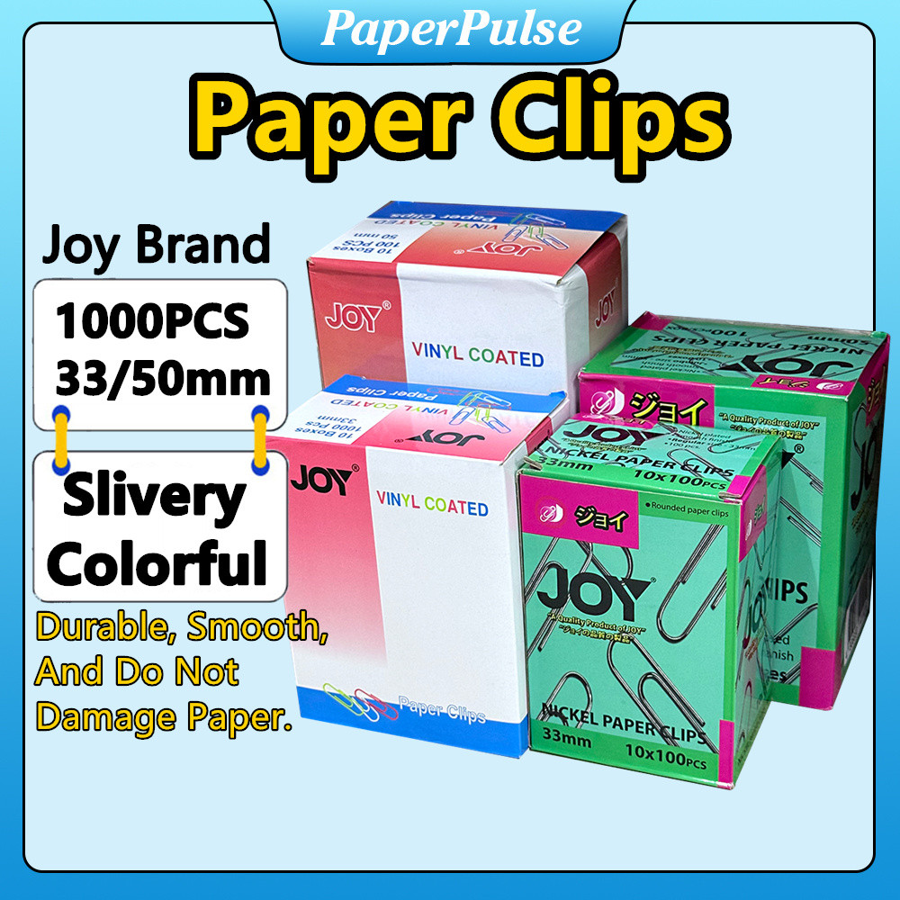 JOY 1000pcs Nickel Paper Clips And Vinyl Coated Nickel Paper Clips 33mm ...
