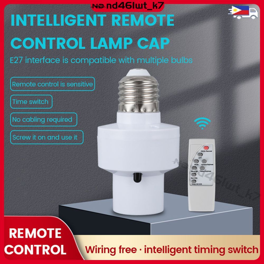 E27 Smart Remote Control Light Switch Socket LED Wireless Holder Bulb ...