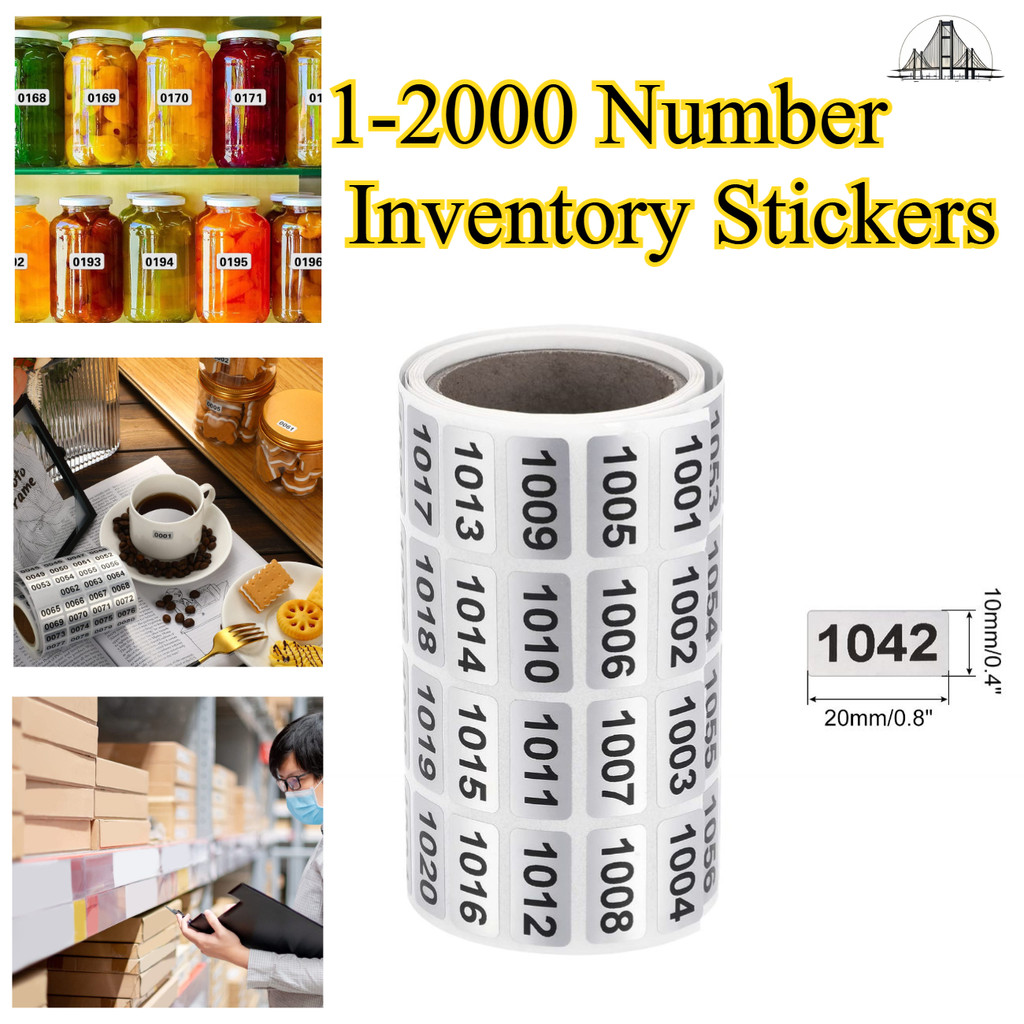 2000 Number Stickers Black Inventory Stickers Self-Adhesive Number ...