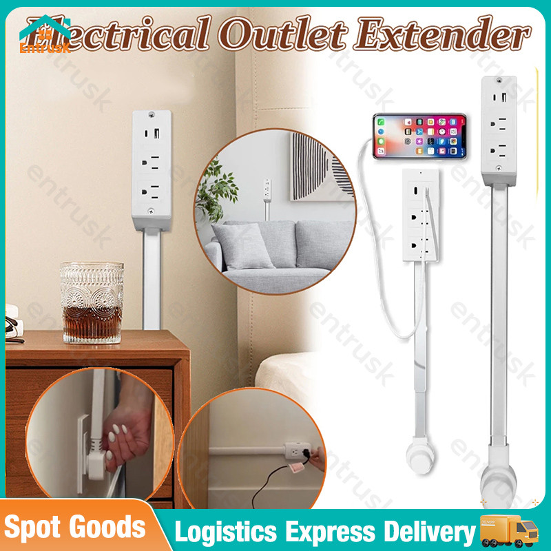 Electrical Outlet Extender USB A and C Saksakan Extension Rotating ...