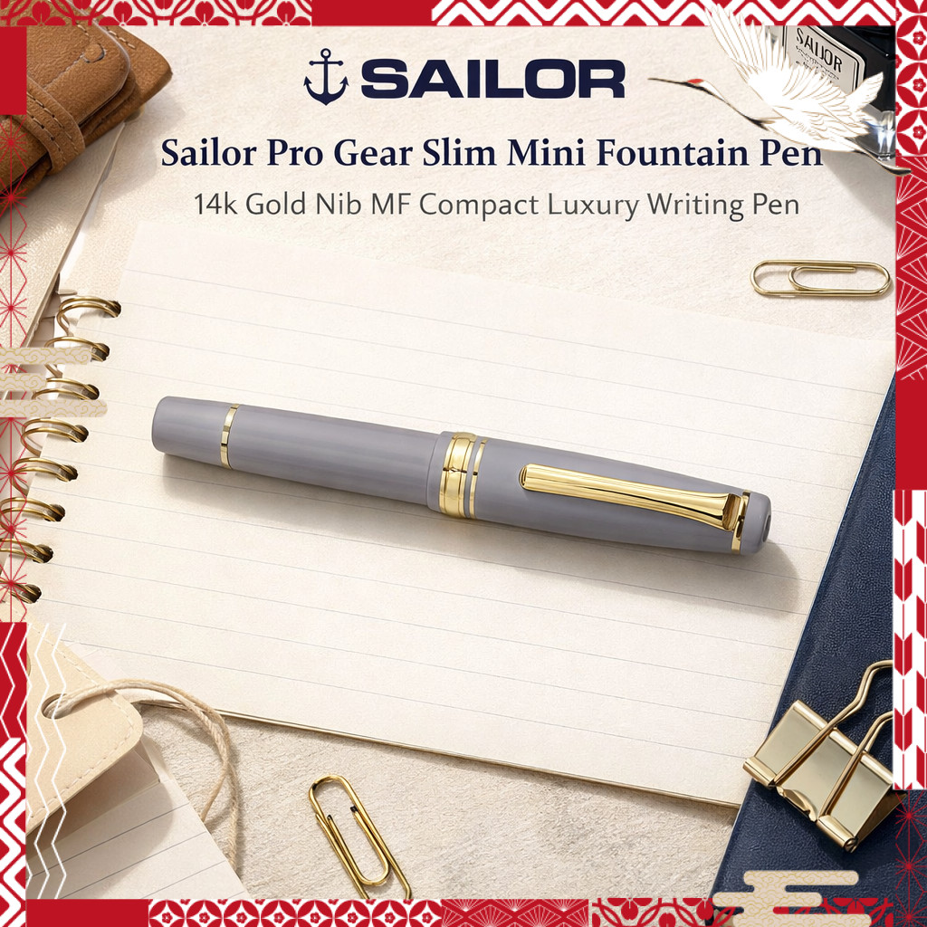 Sailor Pro Gear Slim Mini Fountain Pen 14K Gold Nib MF Compact Luxury ...