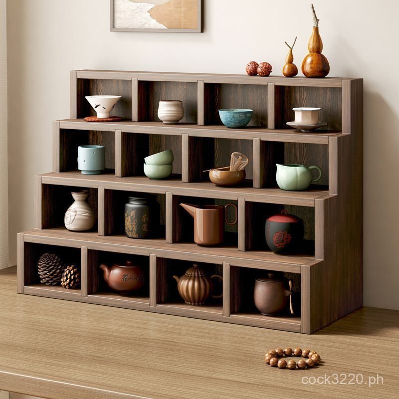 Grid Desktop Display Rack Multi-Treasure Pavilion Solid Wood Wall ...