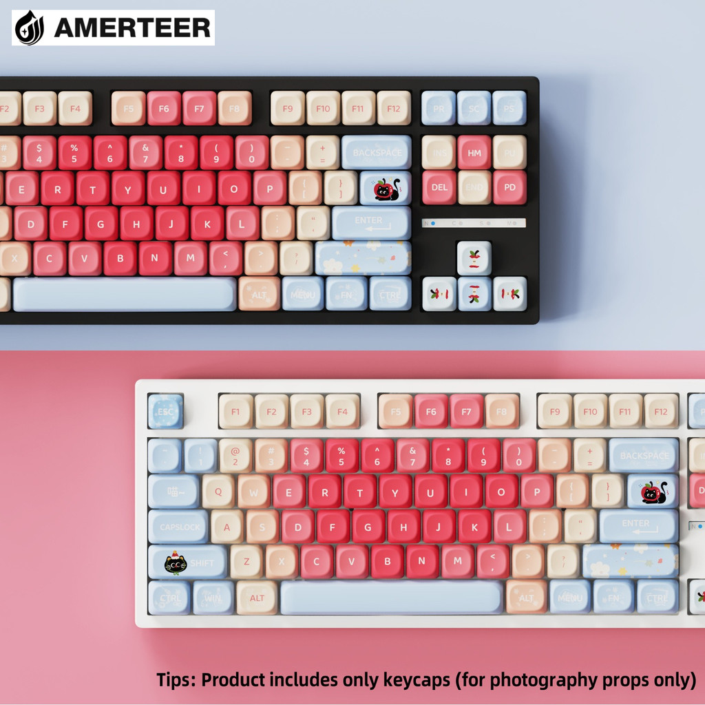 MOA Profile 121keys Ap ple Kitty Theme PBT Dye Sublimation Keycap set ...