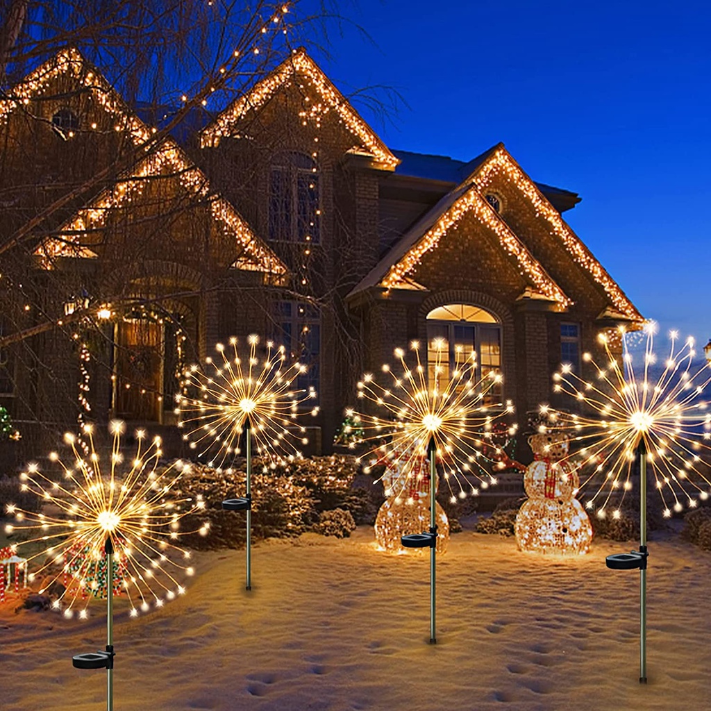 200LED Solar Firework Lights Waterproof Outdoor 8 Modes for Garden ...