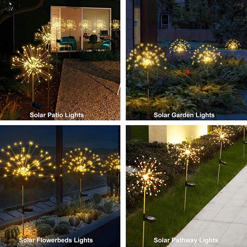 200LED Solar Firework Lights Waterproof Outdoor 8 Modes for Garden ...