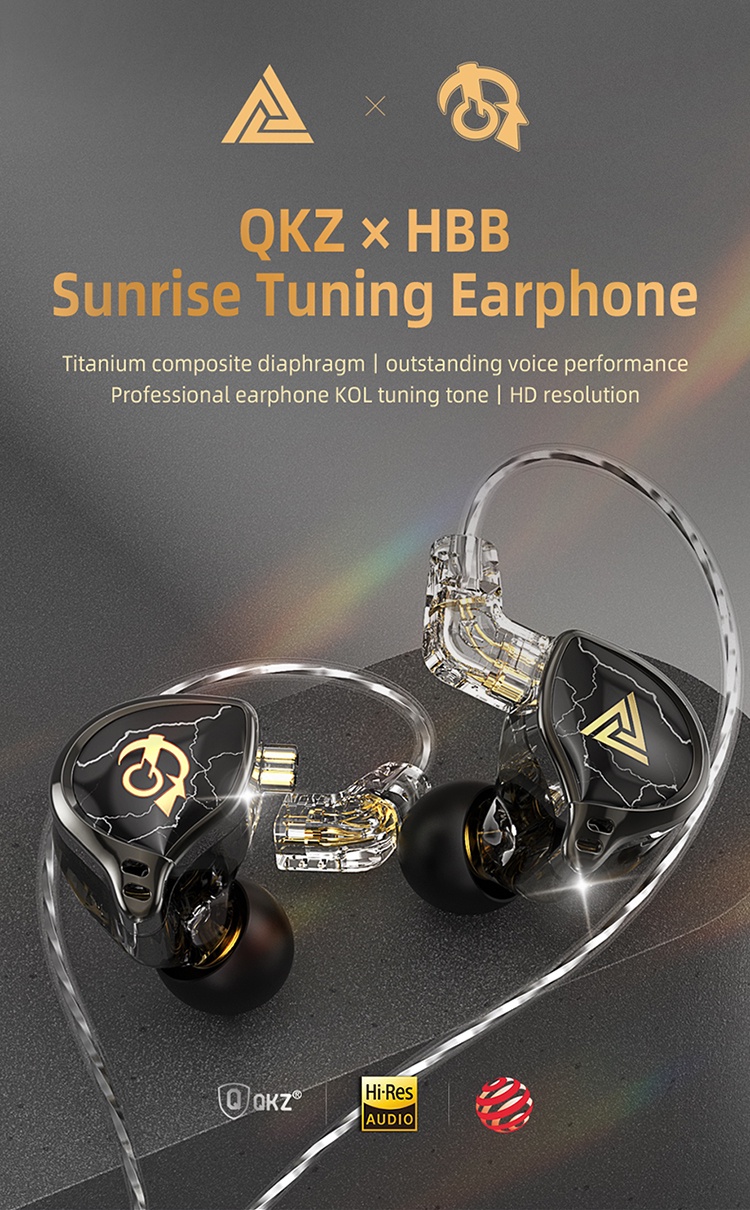 QKZ X HBB Titanium Coated Fidelity Bass Earphones In Ear Monitor Noise ...
