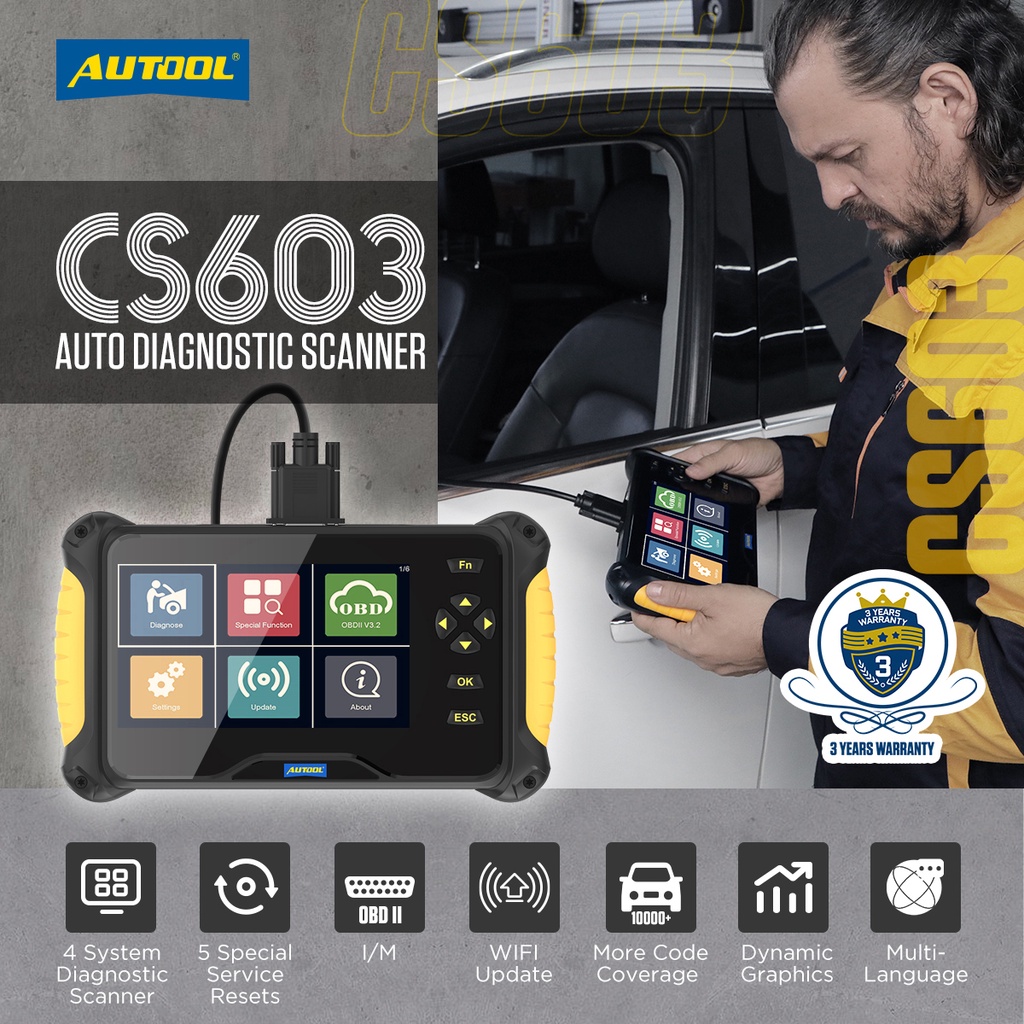 AUTOOL CS603 Car Scanner Car Diagnosis Engine System Scan ABS System ...