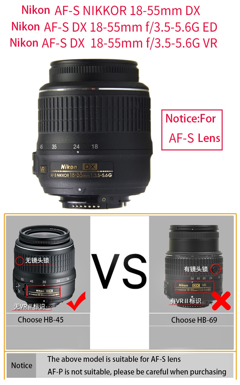 F-Foto Lens Hood For Nikon HB-69 - Compatible With 18-55mm VR II Lens Kit