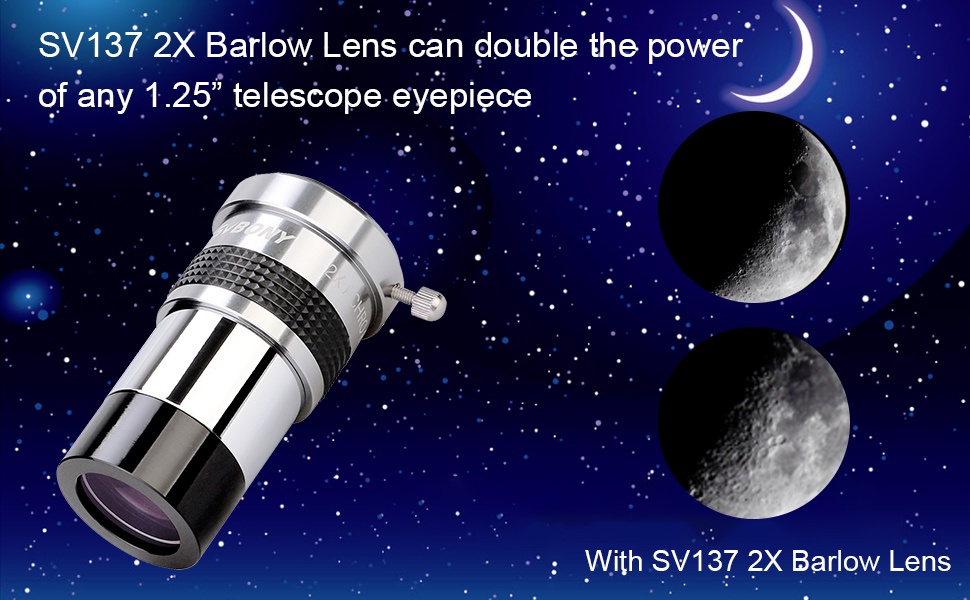 Lente Barlow 3x SV213 1,25 Observação Visual De Imagens Lunares E Planetarias W9167b 3