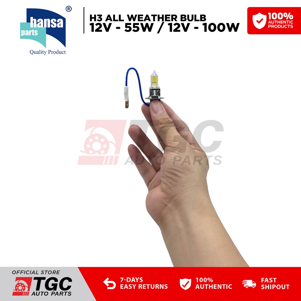 Hansa Fog Lamp Halogen Bulb H3 12v 55w / 12V 100w All Weather / High ...