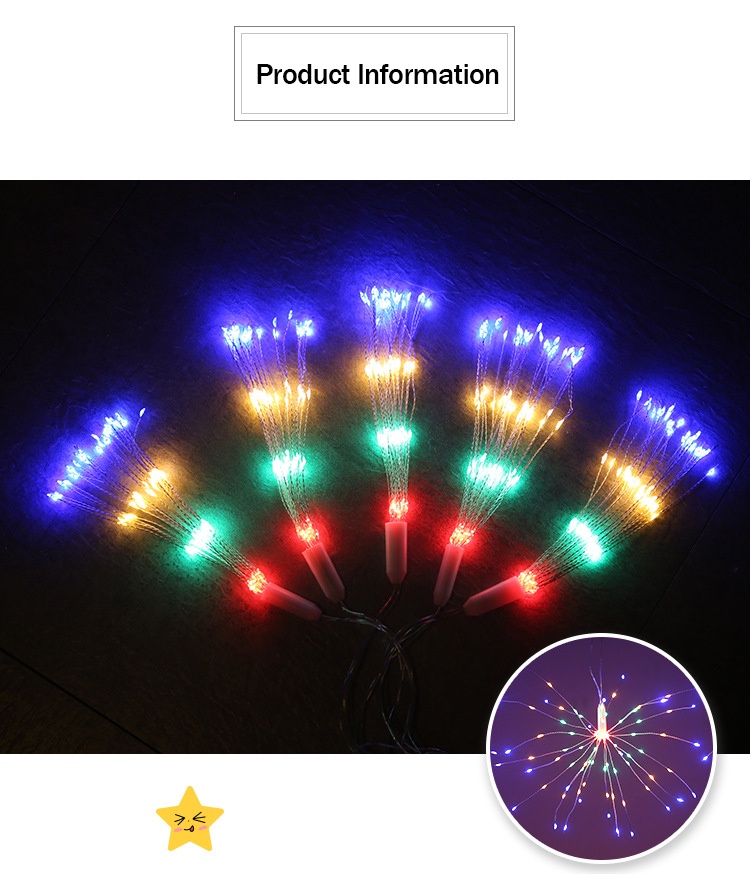 Hanging Starburst String Light Firework Copper Fairy Garland Christmas ...