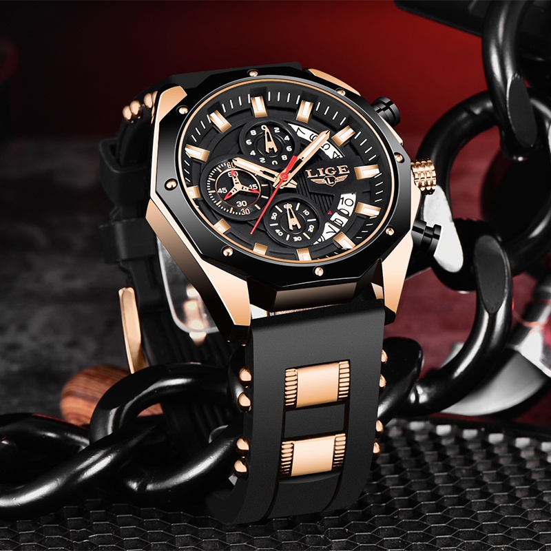 LIGE Original Watch Men Sports 30M Waterproof Wristwatch Luminous Pointer Full Calendar Chronograph Quartz Relo For Men Free Box Shopee Philippines
