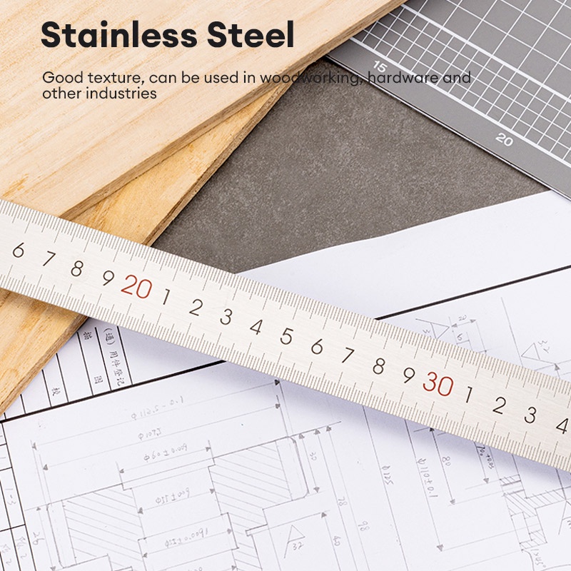 Deli 50CM Steel Ruler Metric and Inch Graduation School Supplies E8464 ...
