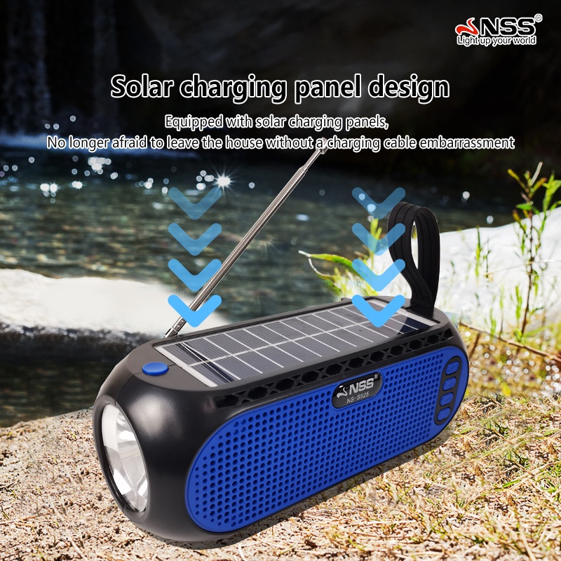 NSS Solar Speaker with Flashlight Portable Bluetooth Speaker FM/TF/USB ...