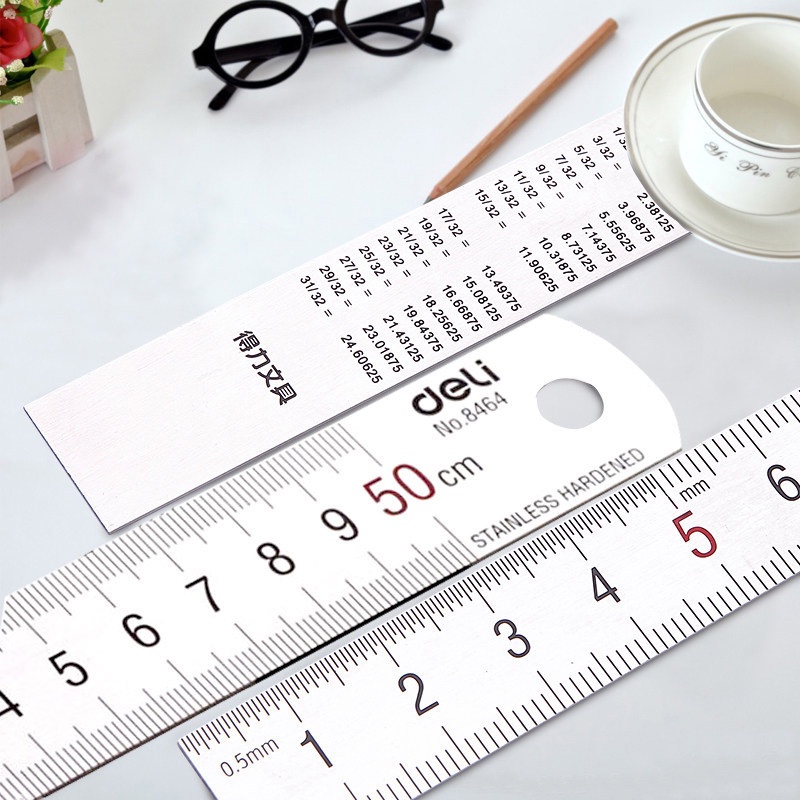 Deli 50CM Steel Ruler Metric and Inch Graduation School Supplies E8464 ...