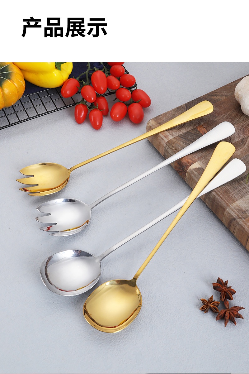 Stainless Steel Public Spoon Extended Handle Salad Fork Colander Buffet ...