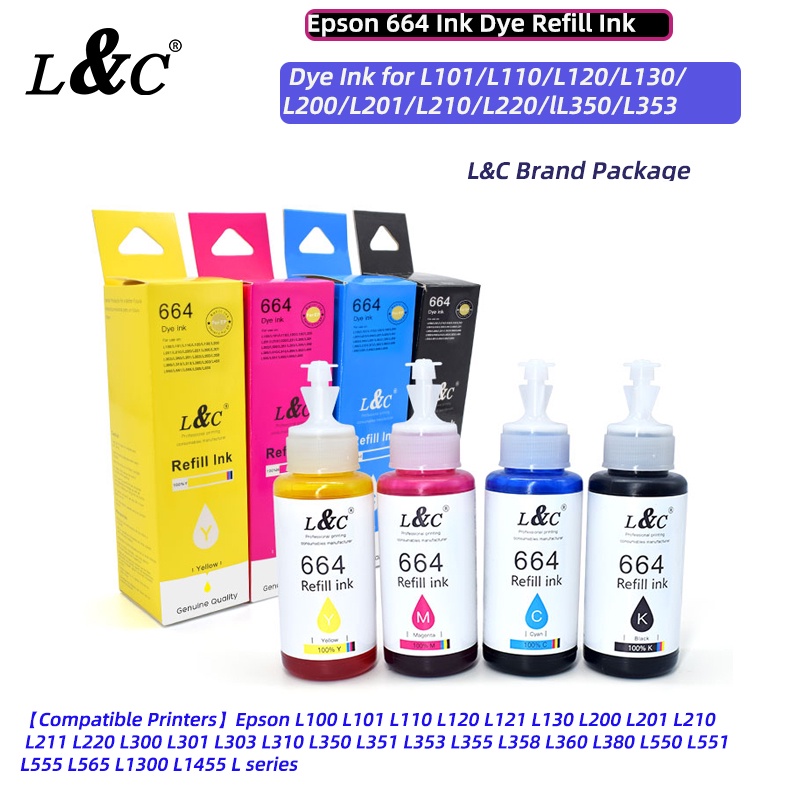 L&C Dye Ink Compatible For Epson 664 Ink Dye Refill Continues for L120 ...
