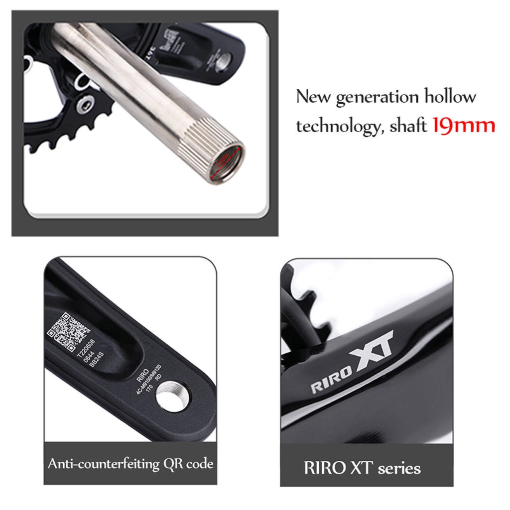 RIRO XT BCD 104 Bike Crankset Aluminum Alloy Crank Arm Set 170mm 175mm ...