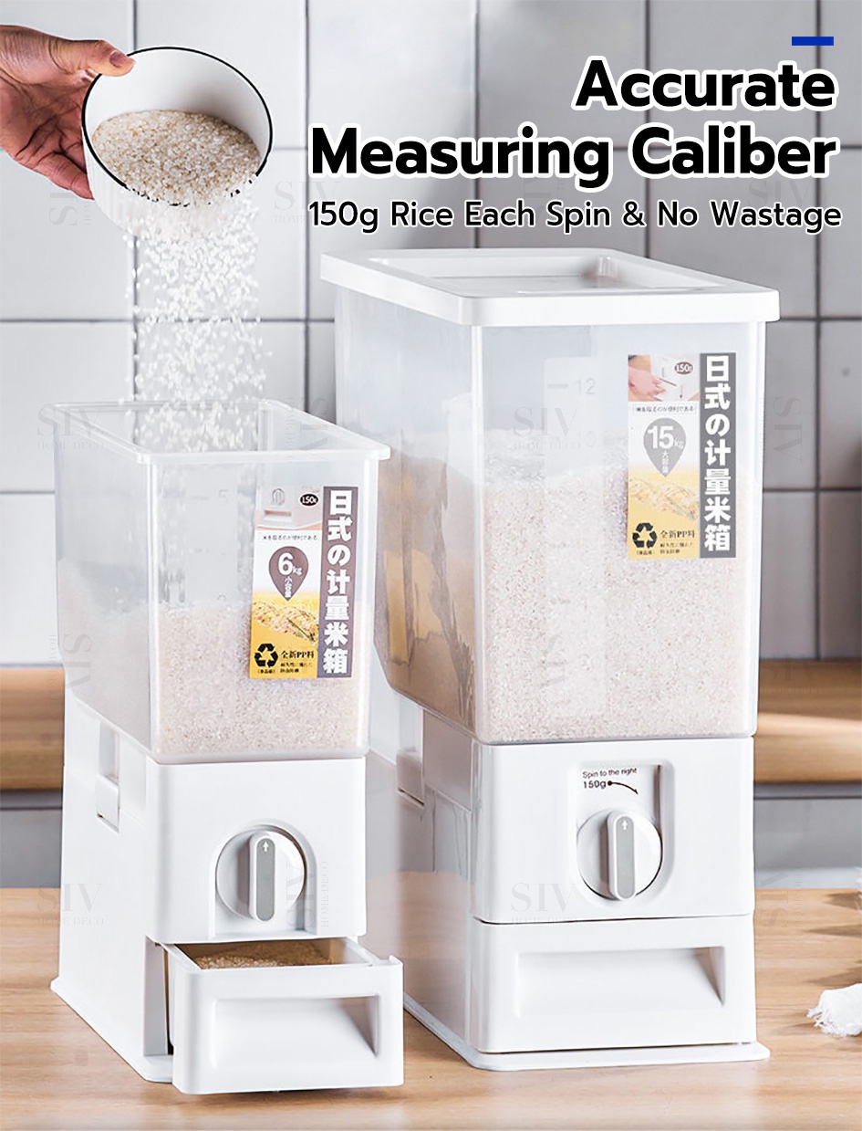 Siv 10Kg 15Kg Rice Dispenser Cereal Insect Proof Storage Container Box ...