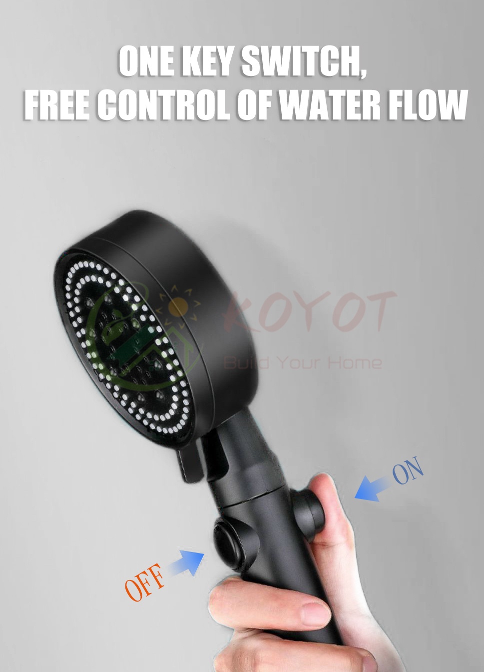 KOYOT 3 in 1 Black Shower Head with Hose Holder Set High Pressure ...