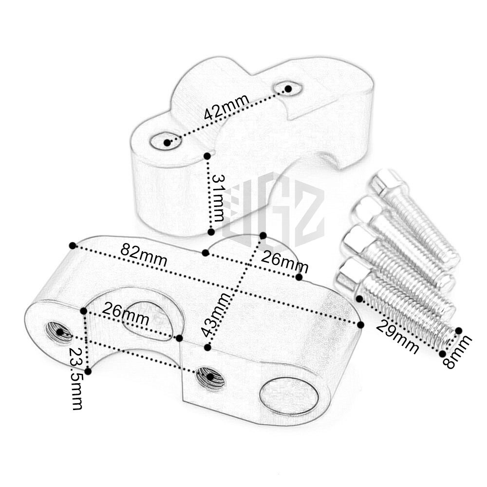 Motorcycle CNC Handlebar Riser Handle Bar Heightening Code Clamp ...