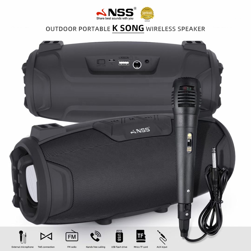 NSS Portable Bluetooth Speaker Karaoke System Outdoor Speaker USB AUX ...