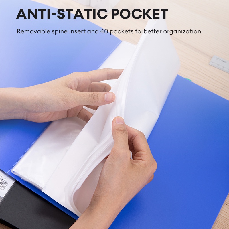 Deli A4 File Folder 40Pages Loose-Leaf Document Storage Display Book ...