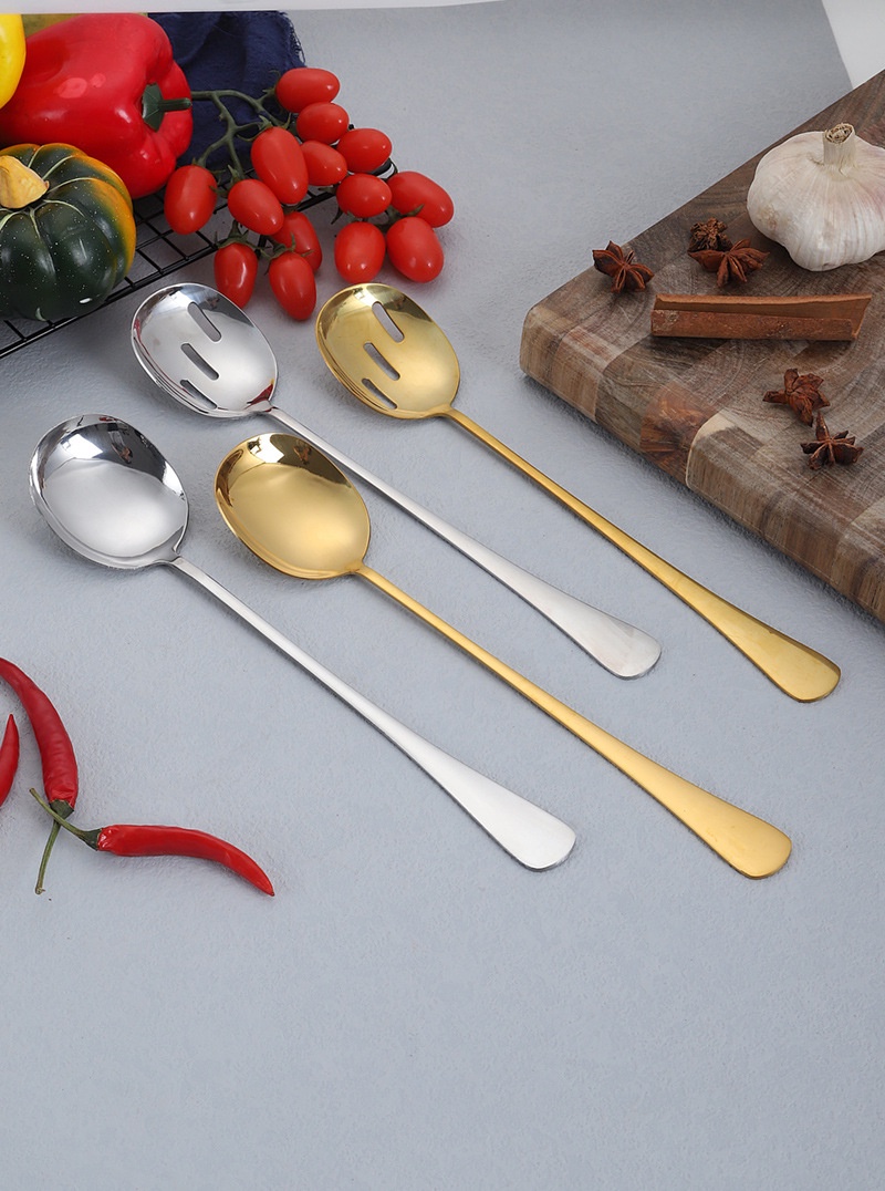 Stainless Steel Public Spoon Extended Handle Salad Fork Colander Buffet ...