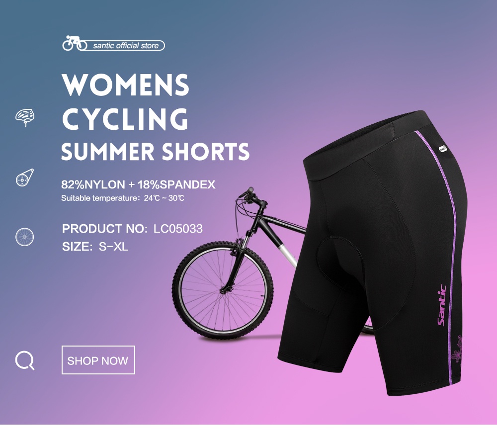Santic Cycling Shorts for Women Shockproof 4D Padded Cushion