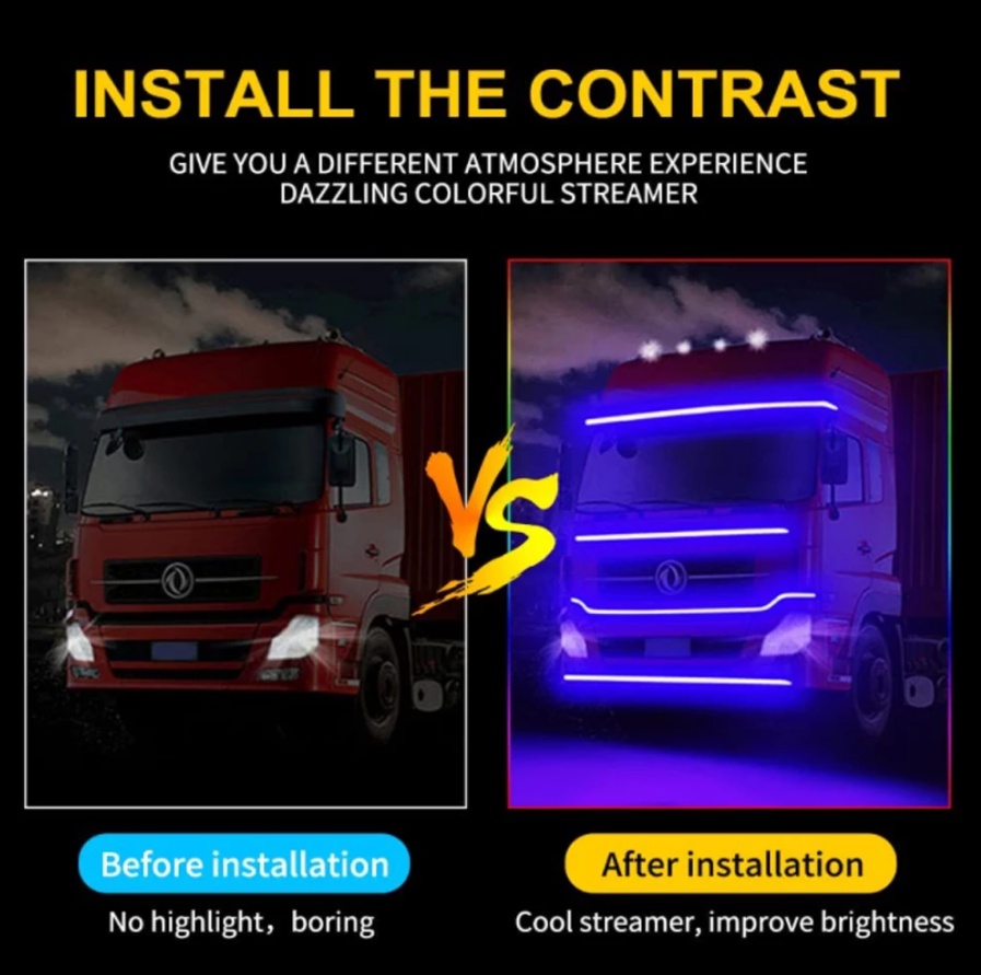 Oprah Large Truck 24V Colorful Warning Light Horse Race LED Light Guide ...