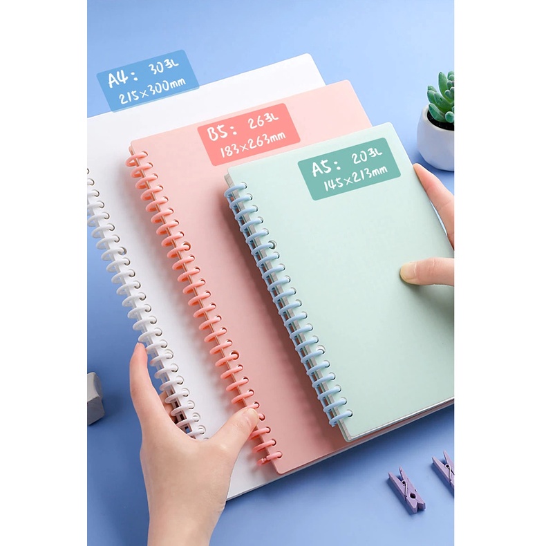 30/5 Holes Plastic Ring Binder Notebook cover( for A4/B5/A5/A6 ...