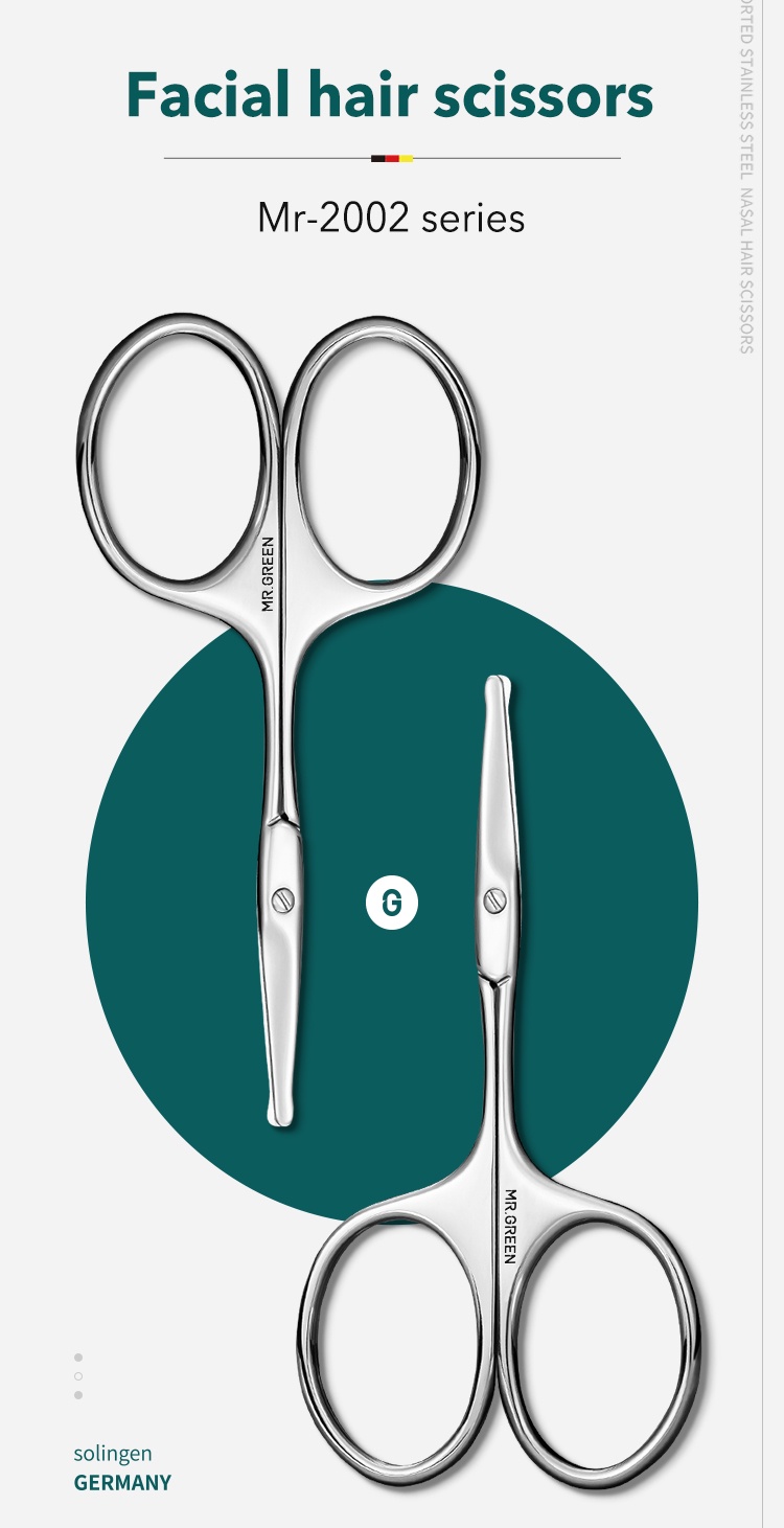 Mr.Green Facial Hair Scissors Rounded Professional Stainless Steel ...
