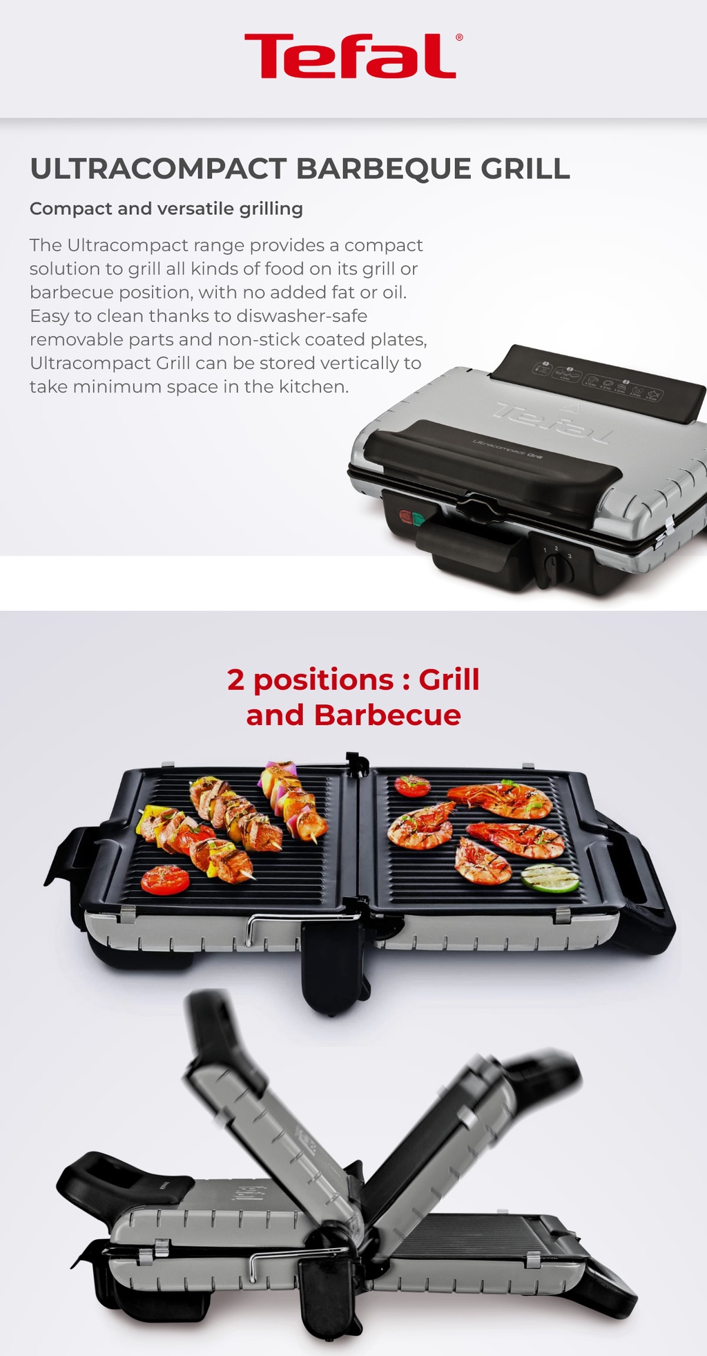 Tefal Ultra Compact GC3088 Grelhador Elétrico 2000W