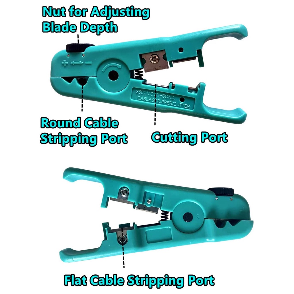 VCE Compact RJ45 RJ11 Crimp Tool With Stripper - For Cat5/Cat6/Cat7 Non-Pass Through Connectors
