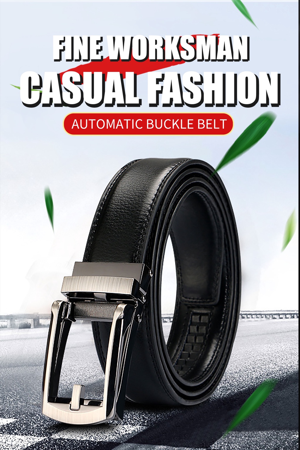 Automatic buckle two layer belt fashion leisure alloy