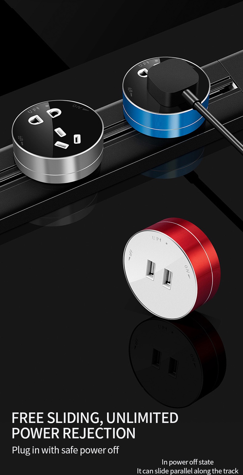 Vollai Movable Power Track Socket Modern Electric Wall Outlet 6500W ...