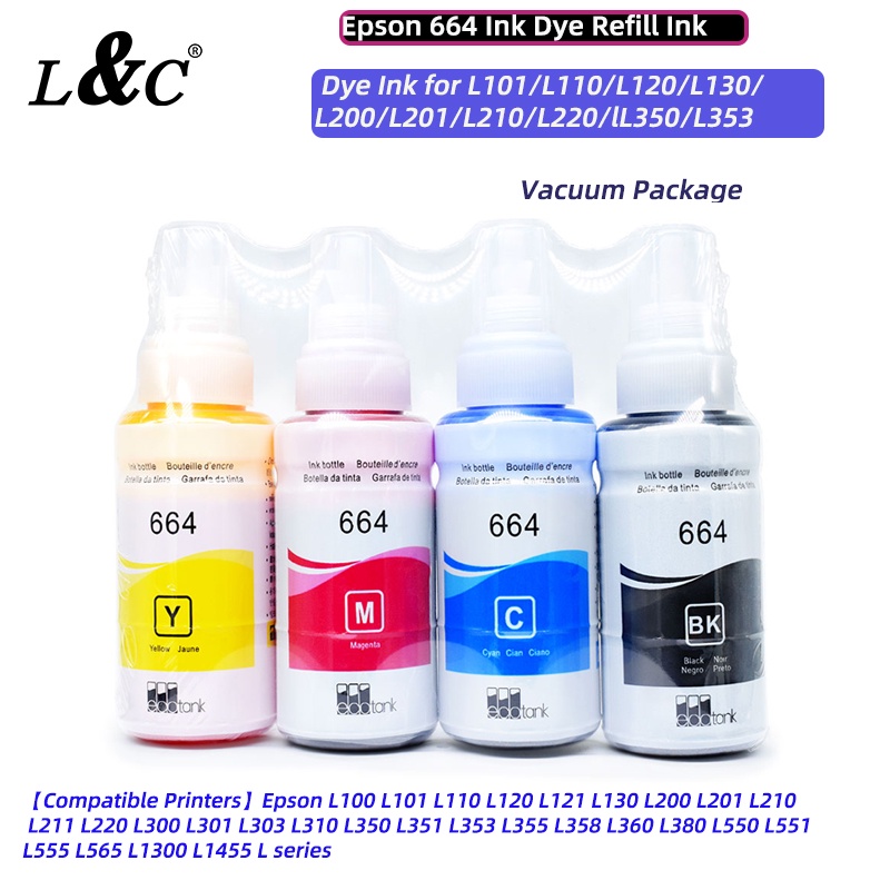 L&C Refill Ink 664 Ink Dye ink For Epson Printer L120 L130 L201 L210 ...