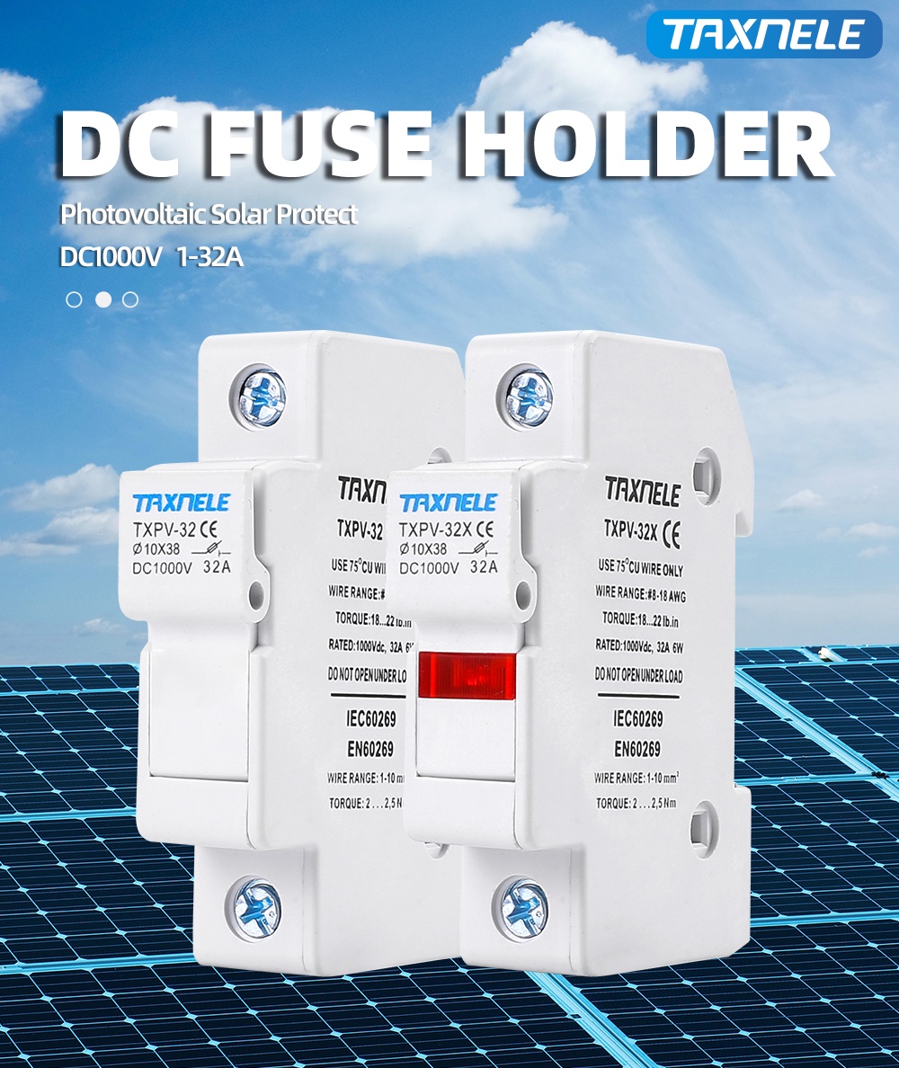 1P DC Fuse Holders Solar PV 10*38mm DC 1000V Fuse Base Solar ...