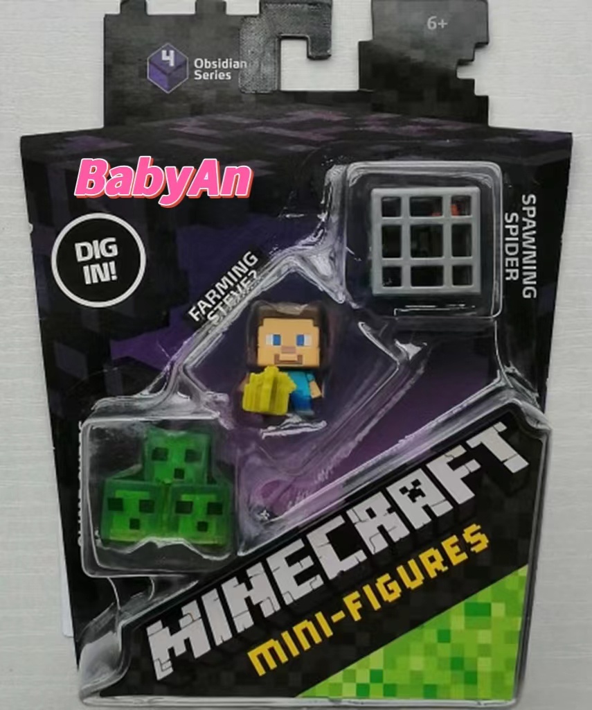Minecraft Mini Figure 3-Pack, Farming Steve, Spawning Spider & Slime ...