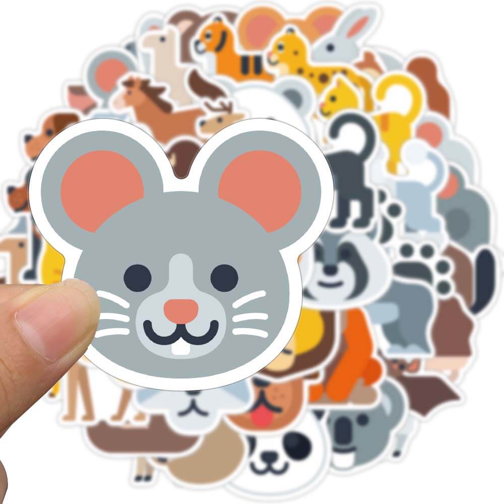 [Large sticker]52pcs Cartoon Zoo Wild Animals Stickers Kawaii Dog Pig ...