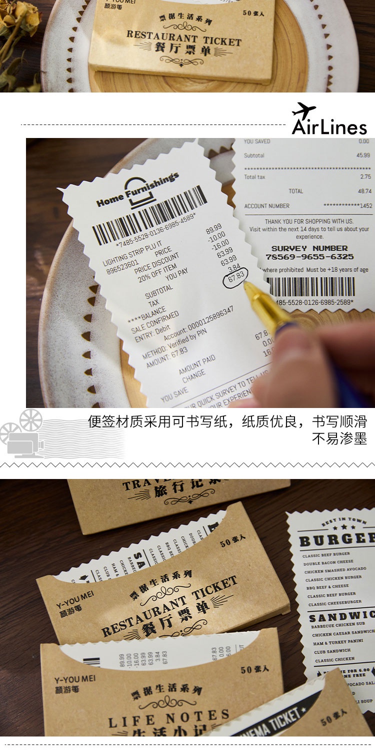 Journamm 50pcs/pack Creative Ticket Materials Paper Decor Junk Journal ...